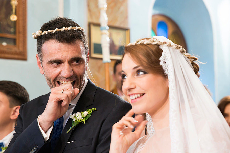 Greek wedding. Orthodox church. Bride and groom. Chios, Greece. Alepa Katerina . Layer Photography