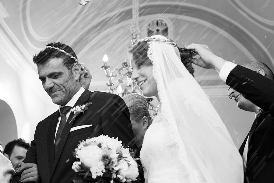 Greek wedding. Rice. Orthodox church. Isaias dance. Bride's and Groom's portrait. Chios, Greece. Alepa Katerina . Layer Photography