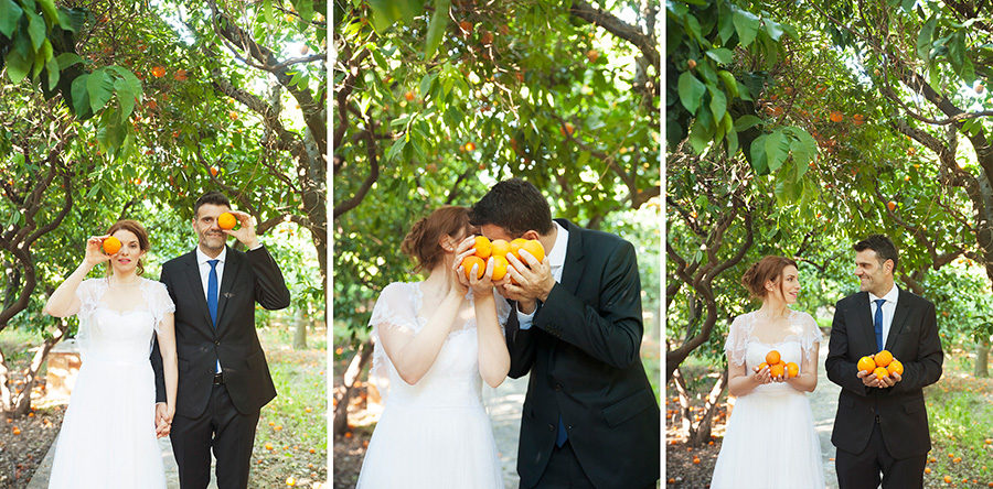 Play with the oranges. Kampos. Wedding Photoshooting. orange trees. Bride's and Groom's portrait. Riziko. greek wedding . Chios , Greece. greek island. Couple photoshooting. Love and married. Alepa Katerina . Layer Photography