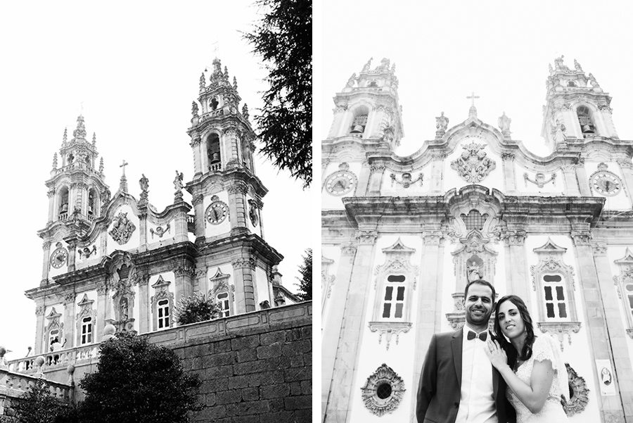 Couple in the church. Love and married. Ηappiness. Couple, Groom and Bride. Santuário de Nossa Senhora dos Remédios, Shrine of Our Lady of Remedies the cathedral in Lamego.Portugal. Layer Photography. Alepa Katerina