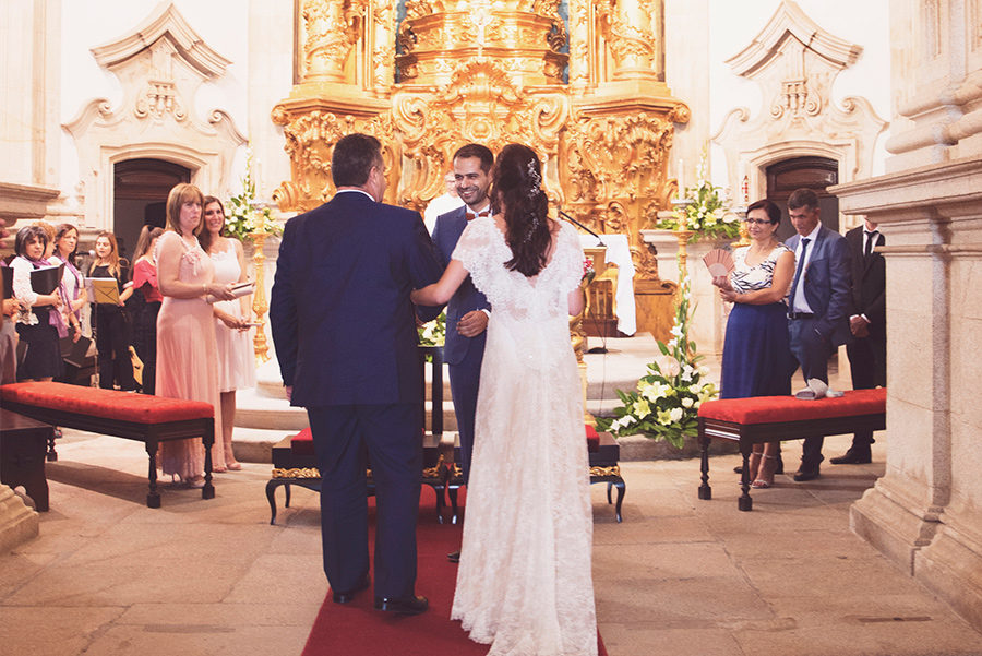 Bride's father came with his daughter. Groom and Bride, wedding. Santuário de Nossa Senhora dos Remédios, Shrine of Our Lady of Remedies the cathedral in Lamego.Portugal. Layer Photography. Alepa Katerina