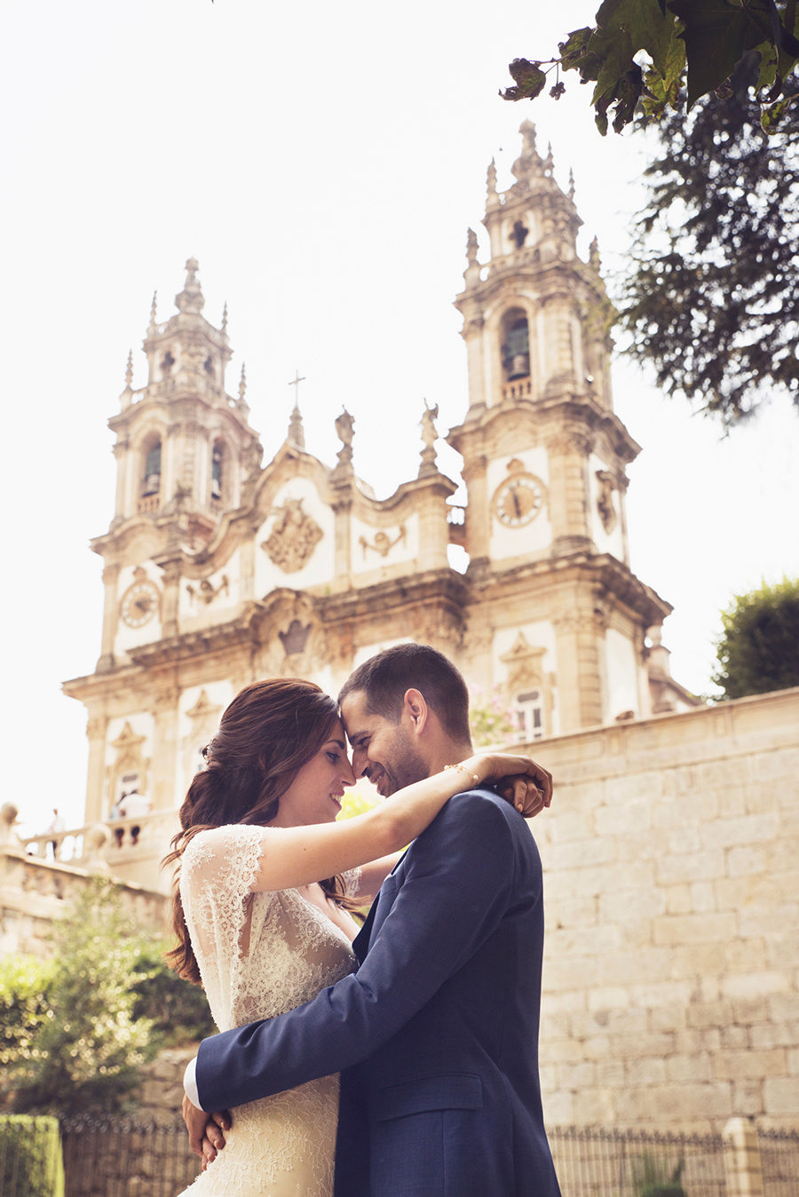 Couple's portrait. Statues.Santuário de Nossa Senhora dos Remédios, Shrine of Our Lady of Remedies the cathedral in Lamego.Portugal