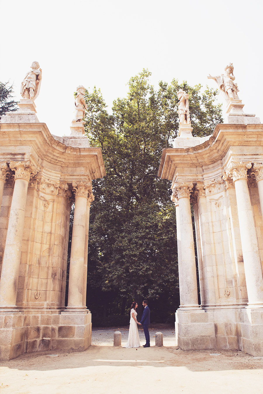 Couple's portrait. Statues.Santuário de Nossa Senhora dos Remédios, Shrine of Our Lady of Remedies the cathedral in Lamego.Portugal